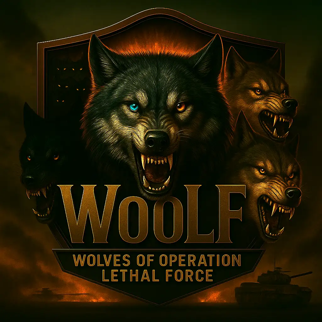 [Wo0LF] War Thunder Clan Wappen mit Wolfskopf und rotem Flammenhintergrund